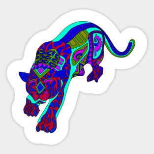 tora the tiger in ecopop totonac pattern art Sticker